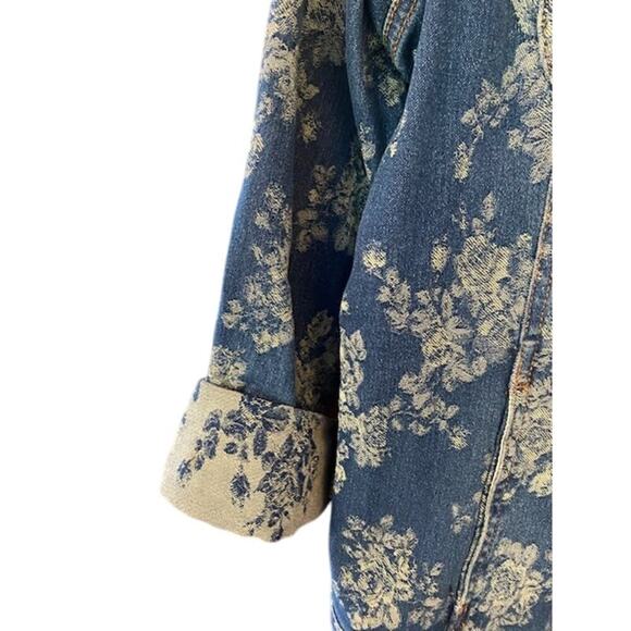 Women with Control by Renee Greenstein Floral Jacquard Denim Jacket Size XS - Picture 6 of 8